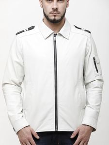 Chaqueta de Cuero Genuino Personalizada para Hombre, Venta al por Mayor, Corte Ajustado, Cierre de Cremallera, Chaqueta Corta de Cuero Vacuno para Motocicleta, Abrigos de Cuero Personalizados para Hombre - Product Image 2