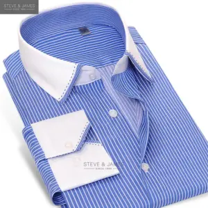 2020 nuevo diseño de alta calidad de los hombres camiseta azul brillante de 100% algodón de Color vestido Formal