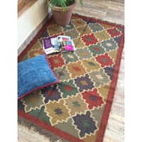 Tapis en laine indien Vintage fait à la main, tapis kilim