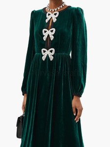 Spettacolare di cristallo-fiocco di <span class=keywords><strong>velluto</strong></span> <span class=keywords><strong>midi</strong></span> <span class=keywords><strong>vestito</strong></span> delle donne del <span class=keywords><strong>vestito</strong></span> di vendita del commercio all'ingrosso del <span class=keywords><strong>vestito</strong></span> - Product Image 3