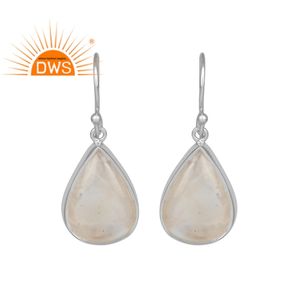 Boucles d'oreilles goutte d'eau en argent Sterling 925, boucles d'oreilles naturelles en forme de perle, lune arc-en-ciel, fabrication de bijoux, livraison gratuite - Product Image 1