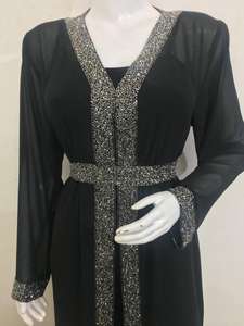 2025 New Muslim Ramadan Fashion EID Abaya Offer Muslim Fashion Robe Belt <b>Cardigan</b> Maxi Dress SHRUG COAT Hand Beaded Dress Abaya - Product Image 3