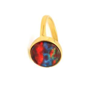 Superbe Bague Lunette en Argent 925 pour Dames 12mm Multi Feu Ammolite Quartz Pierre Précieuse Or Rose Micron Plaqué Or Fine Indienne - Product Image 4