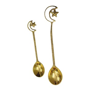 Cuillère en or en forme de croissant de lune, poignée en métal et laiton couleur or, cuillères de table pour mariage, ustensiles de cuisine, ensemble de couverts - Product Image 1