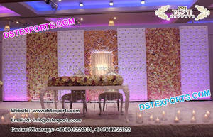 Panneaux en cuir de scène de mariage avec décoration en cristal Panneaux en cuir de mariage occidental Décoration de mariage Murs arrière en cuir blanc - Product Image 6