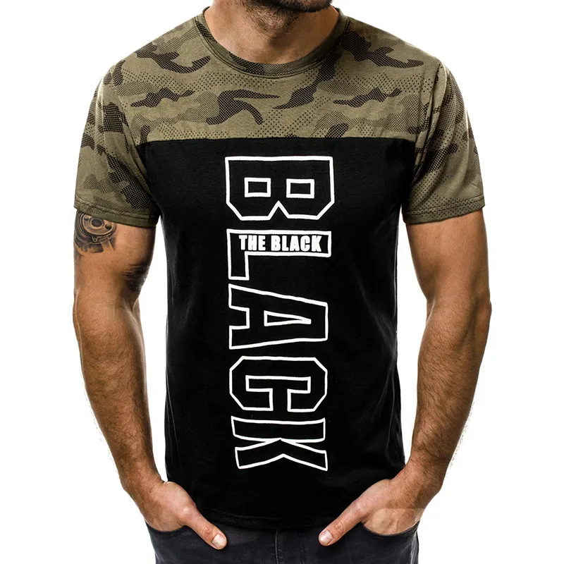 T-shirt manches courtes homme, Hip-Hop, personnalisé, en Patchwork, coupe Slim, tendance, décontracté, collection printemps/été