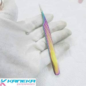 Pinzas de extensión de pestañas antideslizantes de acero inoxidable con punta de fibra de alta calidad para aplicación de maquillaje - Product Image 3