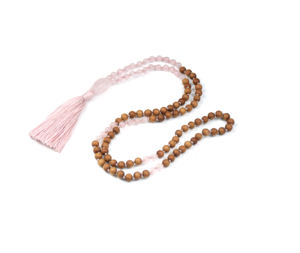Cuentas de piedras preciosas anudadas, cuentas de cuarzo rosa mala, cuentas de sándalo, cuentas sueltas de piedras preciosas, cuentas de piedra natural - Product Image 1