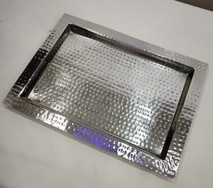 Stainless Steel Hammered Rectangle Tray Hammered Nickel Plated Gold Plated Shining Polish Modern Luxury Exclusive Fancy Server - Product Image 5