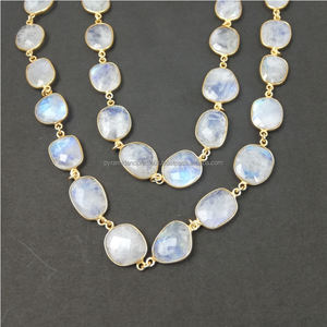 ตัวเชื่อมต่อแบบโซ่ชุบทองประดับมูนสโตนสีรุ้ง ผลิตในอินเดีย ยี่ห้อ Nanplaetsilver รุ่น GBC - Product Image 3