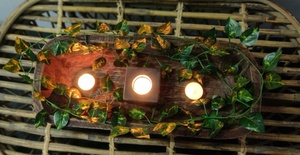 Customized Rustic Small Pillar-Shaped Walnut High-Quality Hand-crafted Home Decor Wooden Wax Filling <b>Tealight</b> Candle Holder - Product Image 4