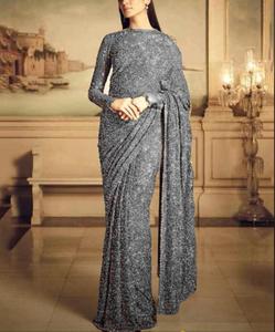 Nouveau Look riche tenue décontracté Satin soie Saree avec Contras Blouse pièce femmes indiennes portent Sari bas prix en gros Surat Apparelgarment - Product Image 3