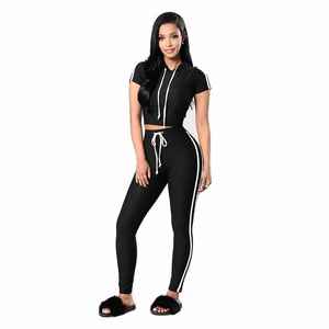 Best Quality Women's Tracksuits With Stripes Design Black Color With Customized Logo - Product Image 4