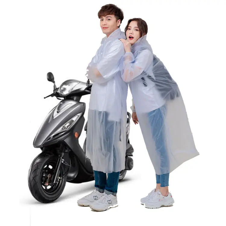 PVC waterproof windproof white transparent raincoat hoodie