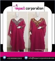 Kaftan Abaya de luxe en Georgette, design mode, col en V, sans manches, taille naturelle, orné de perles et de sequins, style Dubaï, pour la plage