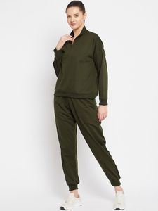 Sudadera con capucha para correr con cuello y cremallera de cuarto de Invierno para mujer, venta al por mayor, chándal de lana gruesa de algodón 340GSM, 2 piezas de talla grande - Product Image 3