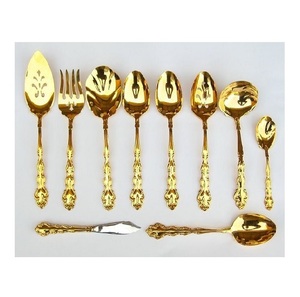 Couverts or avec finition Antique, avec manche finition en émail coloré noir, utilisation à la maison et dans la cuisine d'hôtel pour manger - Product Image 6