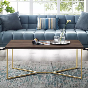 Mesa de centro decorativa de Metal con diseño de hojas, espejo superior - Product Image 2