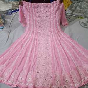 Atiyalibas Designer Doux Confortable Chikankari Avant Jaal Broderie Motif Floral 100% Coton Mousseline De Soie Travail À La Main - Product Image 1