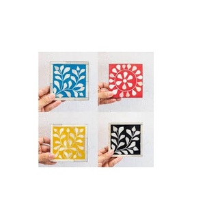 Posavasos con incrustaciones de hueso Posavasos redondo cuadrado para Bar Bebida Decorar el hogar con posavasos con incrustaciones de hueso de color verde de diseñador - Product Image 4