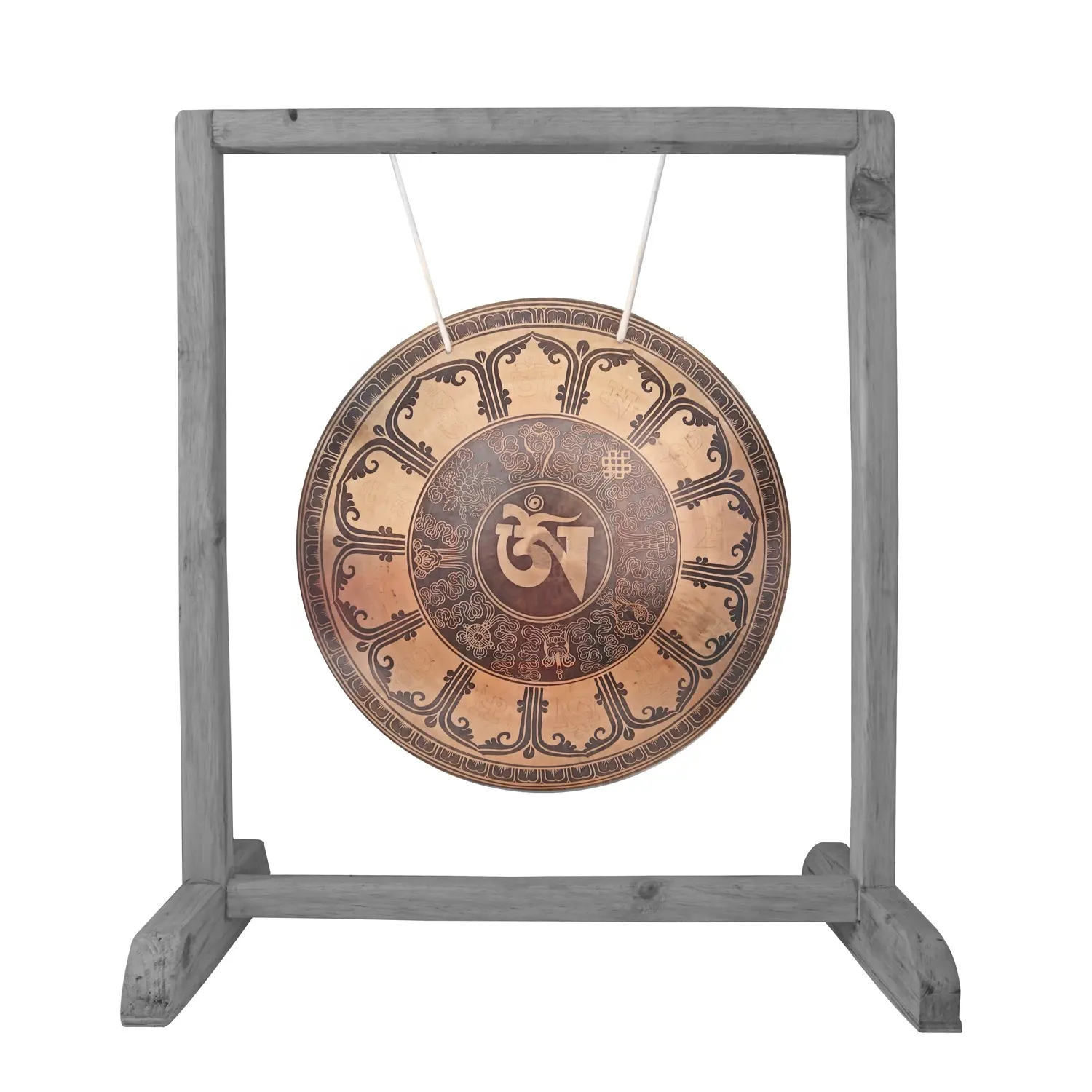 Om Mantra oyma Mandala Gong Bell meditasyon için-toptan ev dekor nimet Gong hediye