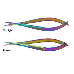 Micro-ciseaux à ressort arc-en-ciel multicolores Ciseaux à ongles à lame incurvée naturelle Ciseaux à ongles en acier inoxydable au titane Pointes tranchantes - Product Image 1