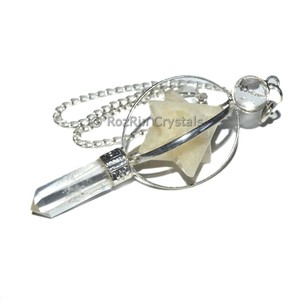 Grade aaa — pendentif crème en pierre de lune, étoile Mekaba, crayon pendule - Product Image 1