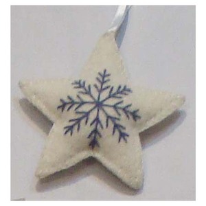 Christmas Hanging Ornament <b>Star</b> Shape Beautiful Embroidery Work - Product Image 1