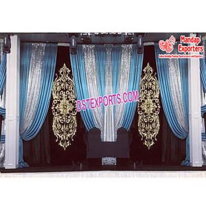 ผ้าม่านปักลายสำหรับงานแต่งงานของมุสลิมม่านฉากหลังปักสวยงามผ้าม่านติดผนังสำหรับฉากหลัง - Product Image 1