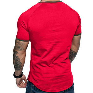 Camiseta de manga corta con dobladillo curvado para hombre, camiseta ajustada para gimnasio, camisetas con estampado de logotipo personalizado - Product Image 4