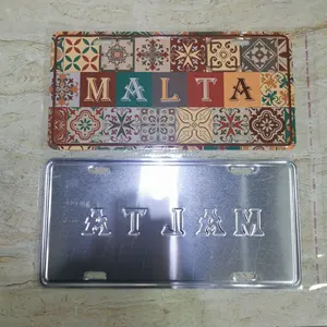 Malta wholesale customized printed promotion souvenir metal car license plate
