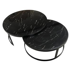 Modern Luxury <b>Black</b> Marble <b>Coffee</b> <b>Table</b> with Adjustable Iron Frame New <b>Round</b> Design Set for Living Room Dining & Villa Home Use - Product Image 3