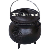 Brûleur de résine d'encens en fer artisanal et brûleur de charbon de bois fait à la main émail en fonte chaudron arôme de pièce