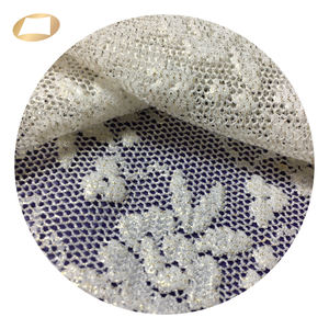 Tela de encaje jacquard de nailon para vestido, lámina brillante floral dorada, 100% - Product Image 5