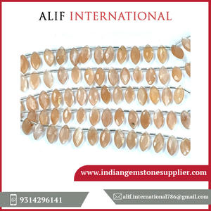 ลูกปัดพลอยสีพีชมูนสโตนทรงหลวมขนาด8นิ้ว7X14มม. สีชมพู - Product Image 2