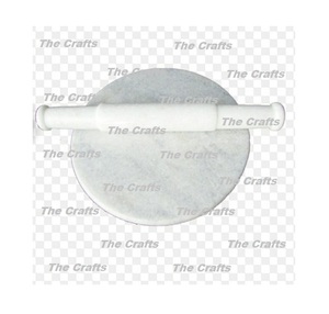 Fabulous Design Marble <b>Rolling</b> Board And <b>Rolling</b> <b>Pin</b> In White Color Round Shape Highest Quality Chakla Belan - Product Image 1