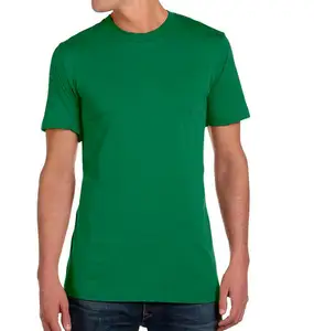 Kelly Verde Algodão Penteado Camisas De Impressão Personalizada T Shirt Dos homens Sem Costura Dupla Agulha Preshrunk T-shirt De Algodão Pesado