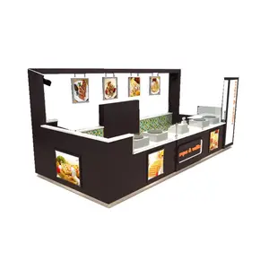 Customized shawarma kiosk retail waffle crepe kiosk design with coffee counter for shopping mall