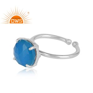 บลู Chalcedony พลอยผู้หญิงแฟชั่นแหวนเครื่องประดับ925สเตอร์ลิงผู้ผลิตเครื่องประดับเงินดี - Product Image 2