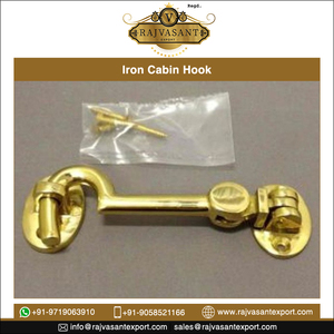 Large Bulk Solid Surface Brass Finish <b>Antique</b> Style Cage Design Left Open Cabin Hook with Easy Installation - Product Image 2
