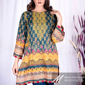 ชุดคุर्ตา/คุर्ติ ผ้าลอน ลายปักดิจิตอล สำหรับฤดูร้อน รุ่น Ladies Masoori MP-A083 บริการ OEM เสื้อผ้าอินเดีย-ปากีสถาน ดีไซน์หรูหรา - Product Image 1