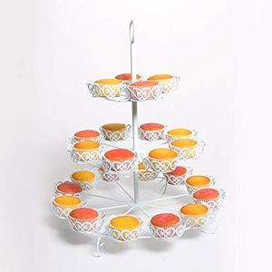 3 Tier Metal Cup Cake Stand Tower Holder for Birthday Wedding Celebrations Occasions for 24 Cupcakes and Weddings Party