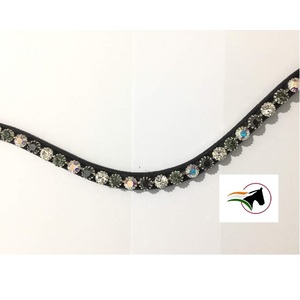 Lujo moda ecuestre 8 mm negro claro gris AB cristales frente banda con espalda abierta cinta adhesiva en bucle para productos de caballo - Product Image 5