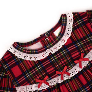 Vêtements imprimés rouges personnalisés pour noël, robe de nuit et barboteuse à motif floral pour petites filles - Product Image 2