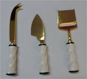 ชุดชีส 3 ชิ้น ขายตรงจากโรงงาน ดีไซน์สวยงาม ด้ามจับเรซิ่น ชุบทอง สแตนเลส ชุดชีส ชุดอุปกรณ์รับประทานอาหารที่ไม่เหมือนใคร - Product Image 3