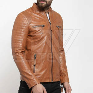 Veste en cuir slim d'occasion pour homme, prix de gros, col montant en toile, imperméable, respirante, réversible, coupe-vent, séchage rapide, coton - Product Image 2