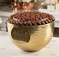 Tazón de Chocolate de Latón Macizo de Alta Calidad, Martillado, Redondo, Pulido en Oro, Estilo Nuevo, para Servir Chocolate