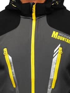 Chaqueta Softshell de diseño personalizado para hombre Cómoda moda en negro y gris con tecnología impermeable Cierre de cremallera - Product Image 6