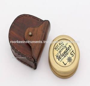 Fully Functional Brass Pocket <b>Compass</b> 'Not All Those Who Wander Are Lost' Engraving with Personalized Leather Case for Travel - Product Image 2