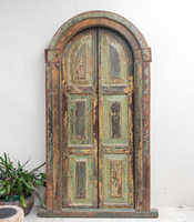 Madera de teca de fabricación de puertas dobles, madera de teca antigua, hecha a mano, hierro forjado, retro, retro, para interior